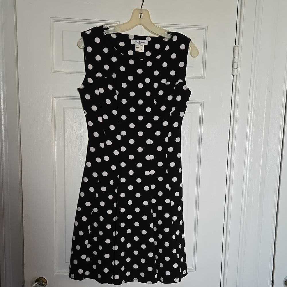 Vintage Black and White Polka Dot Dress